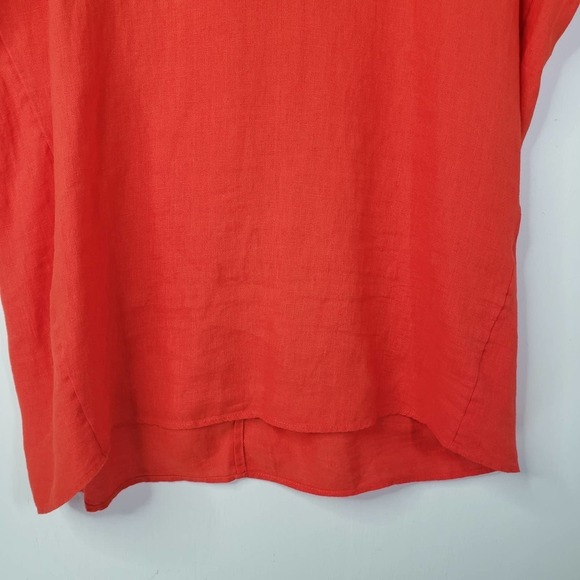 Chico's Linen Tunic Dress 1 8-10 Bright Orange V-Neck - Picture 4 of 9